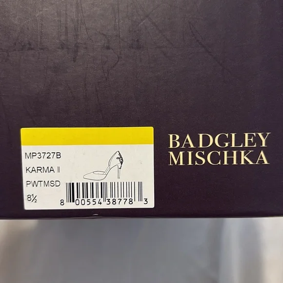 Badgley Mischka Pewter 3 1/2” Heels Karma II Design - Picture 2 of 6